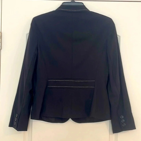 Ann Taylor Loft Petites Black Blazer with White Stitching Size 6P - Picture 2 of 4